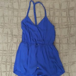 loverich cobalt blue, sleeveless romper, Large.
